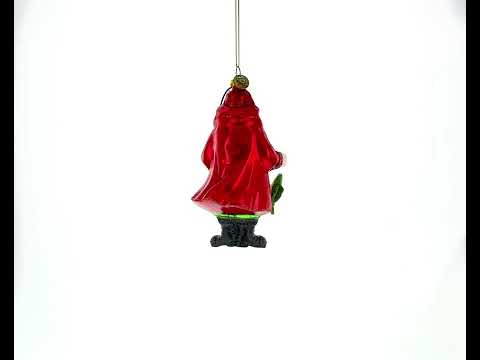 Santa Fishing Blown Glass Christmas Ornament