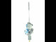 Dimensional Blue Roses and Flowers on Silver Blown Glass Christmas Tree Topper 11 Inches