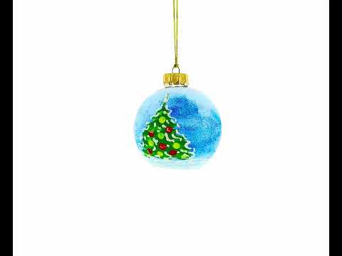 Girl and Reindeer Glass Ball Christmas Ornament 3.25 Inches