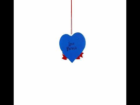 Paris Heart with Eiffel Tower and Bonjour Café Resin Christmas Ornament