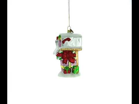 Mailbox with Letters and Gifts Glass Christmas Ornament