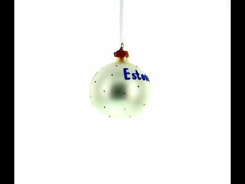 Flag of Estonia Flag Glass Ball Christmas Ornament 3.25 Inches