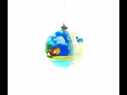 Seychelles on Indian Ocean Glass Ball Christmas Ornament 4 Inches