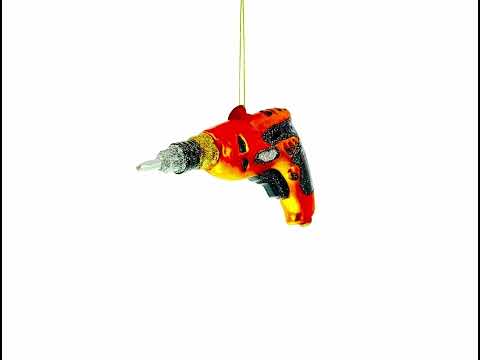 Robust Power Drill Tool Blown Glass Christmas Ornament