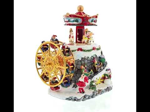 Whirling Ferris Wheel Village: figura navideña musical con movimiento giratorio