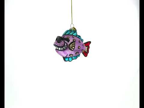 Cool Fish Wearing Sunglasses Blown Glass Christmas Ornament