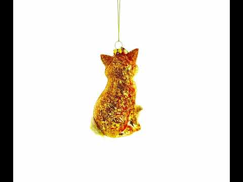 Wild Fox Blown Glass Christmas Ornament