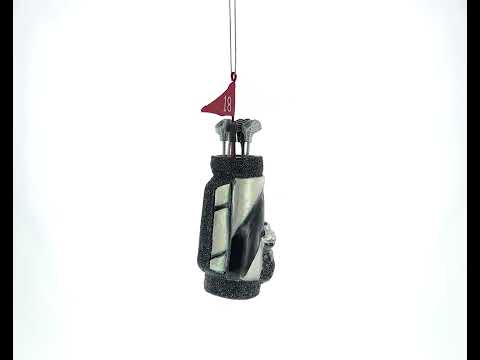 Sporty Golf Bag with Clubs Blown Glass Christmas Ornament