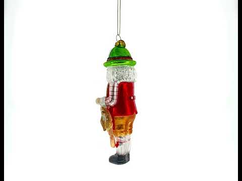 Cheers to Tradition: Bavarian Nutcracker with Beer Stein Blown Glass Christmas Ornament