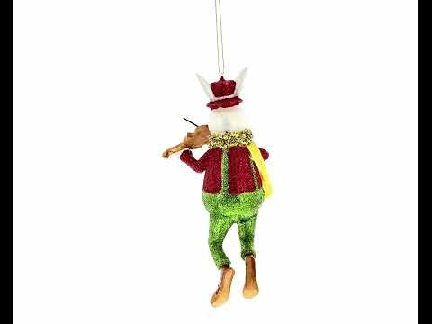 White Rabbit Alice's Adventures in Wonderland Blown Glass Christmas Ornament