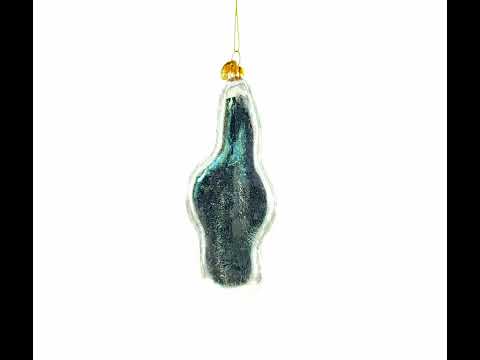 Melodic Musical Note with Poinsettia Blown Glass Christmas Ornament