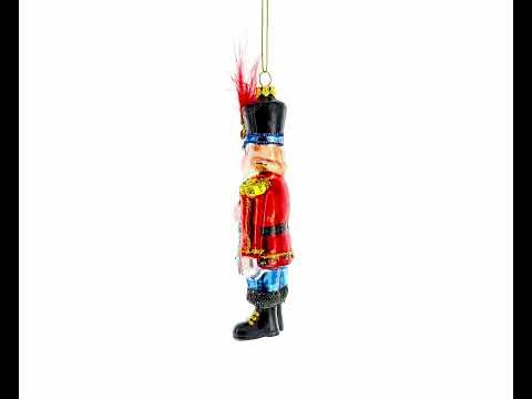 Nutcracker Soldier Glass Christmas Ornament