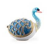 Pewter Jeweled Swan Trinket Box Figurine in Multi color