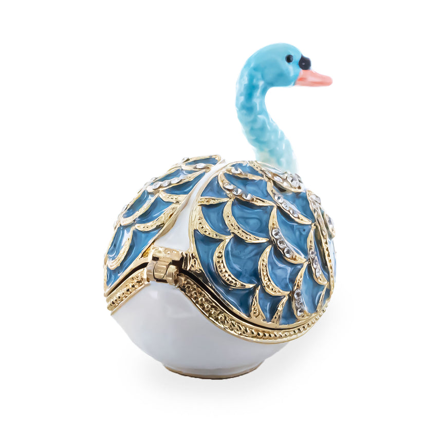 Jeweled Swan Trinket Box Figurine ,dimensions in inches: 2.5 x 2.3 x 2.59