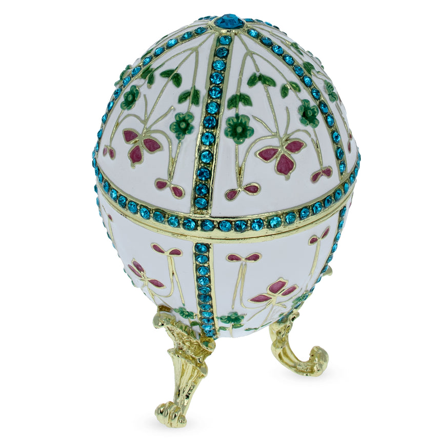 BestPysanky online gift shop sells Faberge replicas Imperial royal collectible Easter egg decorative Russian inspired style jewelry trinket box bejeweled jeweled enameled decoration figurine collection house music box crystal value for sale real