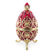 Pewter Red Royal Jeweled Inspired Imperial Easter Egg 4.5 Inches in Red color Oval