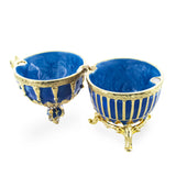 1885 Blue Enamel Ribbed Royal Imperial Easter Egg ,dimensions in inches: 3.25 x 4.3 x 2.9