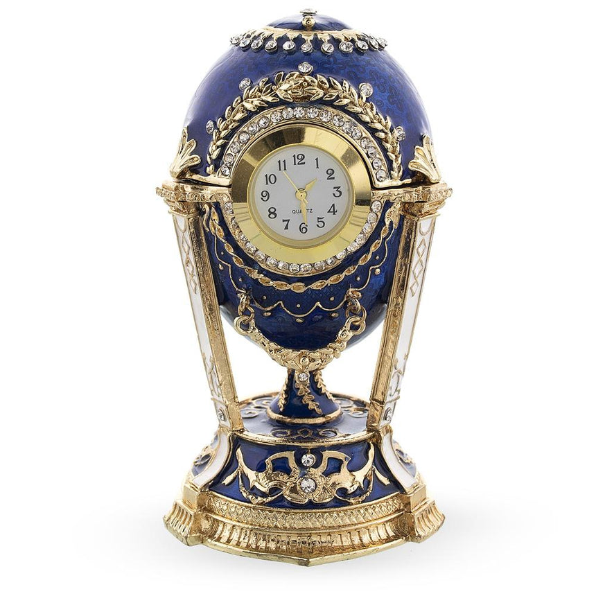 1900 Cockerel Royal Imperial Easter Egg in Blue ,dimensions in inches: 4.3 x 2.4 x 2.4