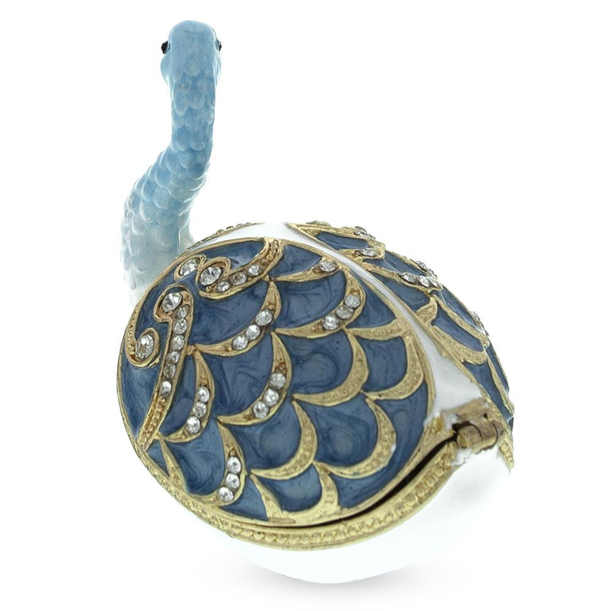 Jeweled Swan Trinket Box Figurine ,dimensions in inches: 2.5 x 2.3 x 2.59