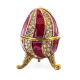 Pewter Red Crystal Spire Royal Inspired Imperial Egg 2.5 Inches in Red color Oval