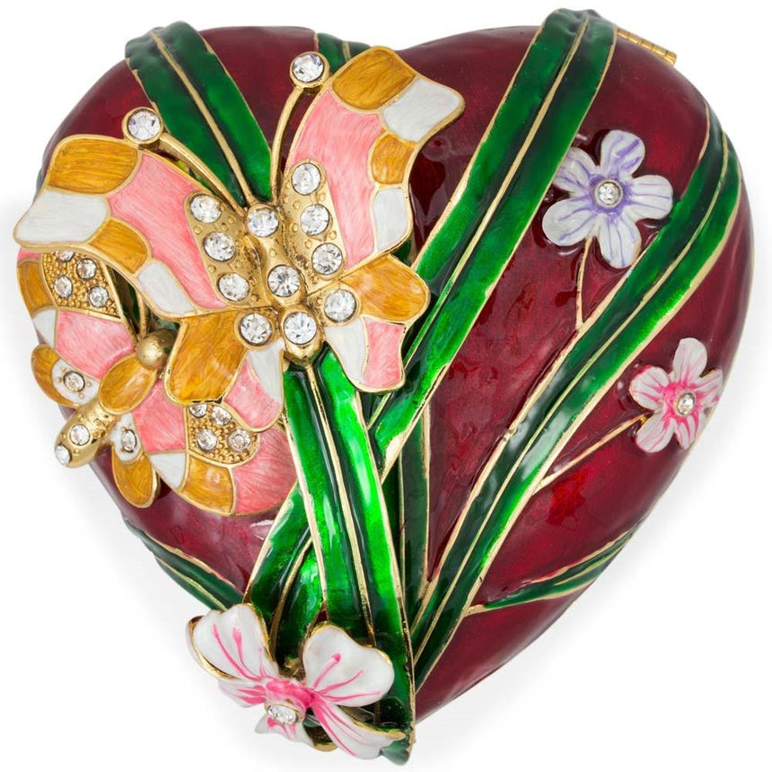 Shop Heart with Butterflies and Flowers Jewelry Box. Buy Jewelry Boxes Pewter Red Heart Pewter for Sale by Online Gift Shop BestPysanky enameled jeweled crystal trinket boxes antique style inspired unique collectible figurine