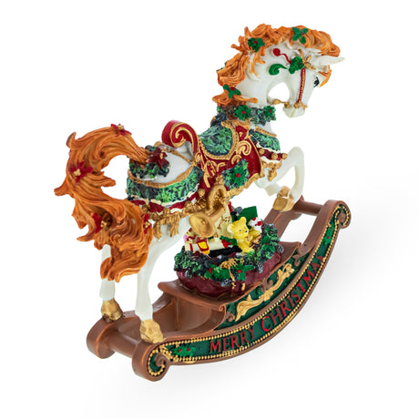 Shop Rocking Horse Carrying Gifts Christmas Musical Figurine. Buy Musical Figurines Horses Multi  Resin for Sale by Online Gift Shop BestPysanky Christmas water globe music box musical collectible figurine xmas decoration rotating animated spinning animated unique picture personalized cool wind up children's kids