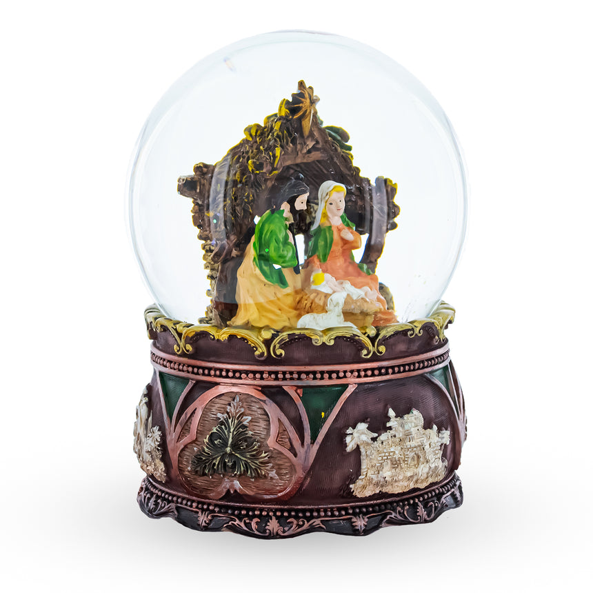 Nativity Serenity Water Snow Globe with "Silent Night" Music Box ,dimensions in inches: 5.5 x 4 x 3.75