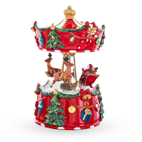 Santa's Merry Carousel Ride Spinning Musical Figurine ,dimensions in inches: 5.5 x 3.25 x 3.25