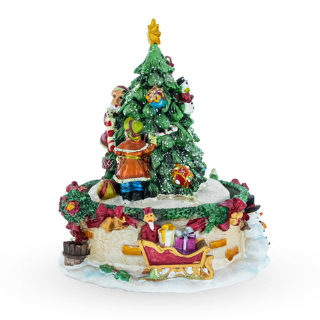 Tree Decorating Duo Spinning Musical Christmas Figurine ,dimensions in inches: 5.6 x 4.7 x 4.7