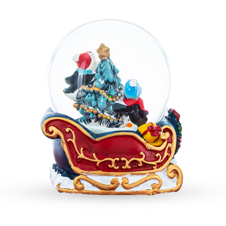 Penguin Sleigh Ride Mini Water Snow Globe ,dimensions in inches: 3.4 x 2.8 x 2.5