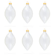 Glass Set of 6 Rhombus Shape Clear Glass Christmas Ornaments in Clear color