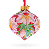 Glass Narcissus Flowers Teardrop Finial Glass Christmas Ornament in Red color Rhombus