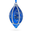 Glass Jeweled Pattern on Blue Glass Rhombus Christmas Ornament in Blue color Rhombus