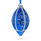 Glass Jeweled Pattern on Blue Glass Rhombus Christmas Ornament in Blue color Rhombus