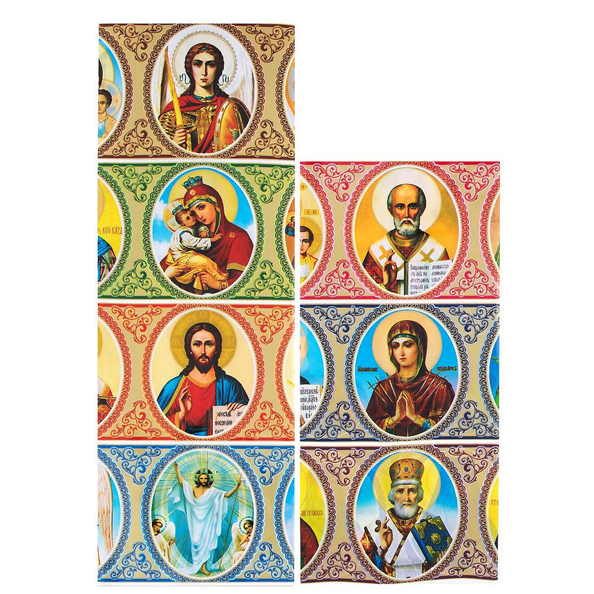 Plastic 7 Icons Religious Ukrainian Easter Egg Decorating Wraps in Pink color Rectangular