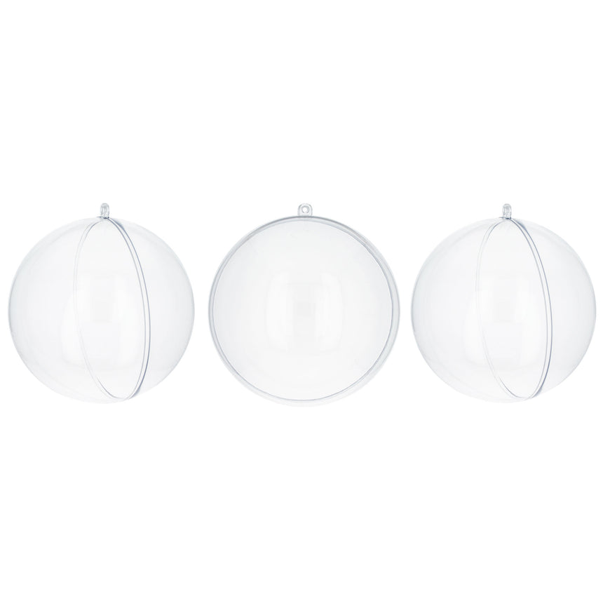 Plastic Set of 3 Clear Plastic Ball Ornaments 2.7 Inches (69 mm) in Clear color Round