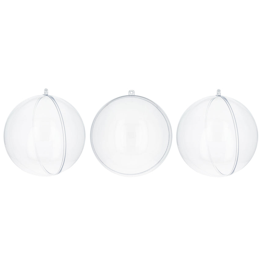 Plastic Set of 3 Clear Plastic Ball Ornaments 3.45 Inches (88 mm) in Clear color Round