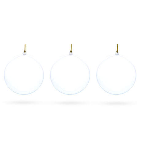 Plastic Set of 3 Clear Plastic Ball Ornaments 4.7 Inches in Clear color Round