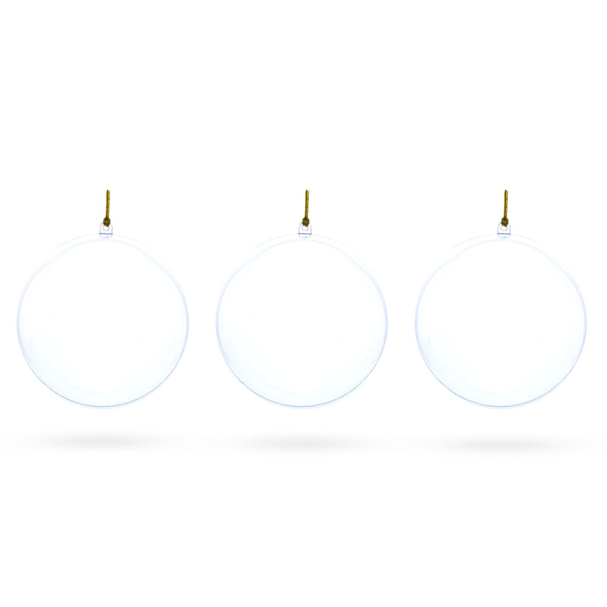 Plastic Set of 3 Clear Plastic Ball Ornaments 4.7 Inches in Clear color Round