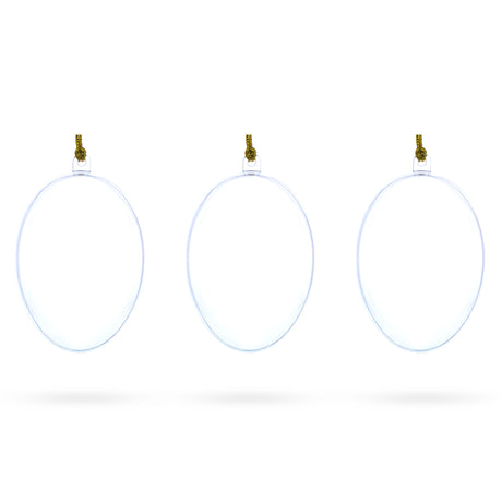 Plastic Set of 3 Clear Plastic Egg Ornaments 3.4 Inches (86 mm) in Clear color Oval