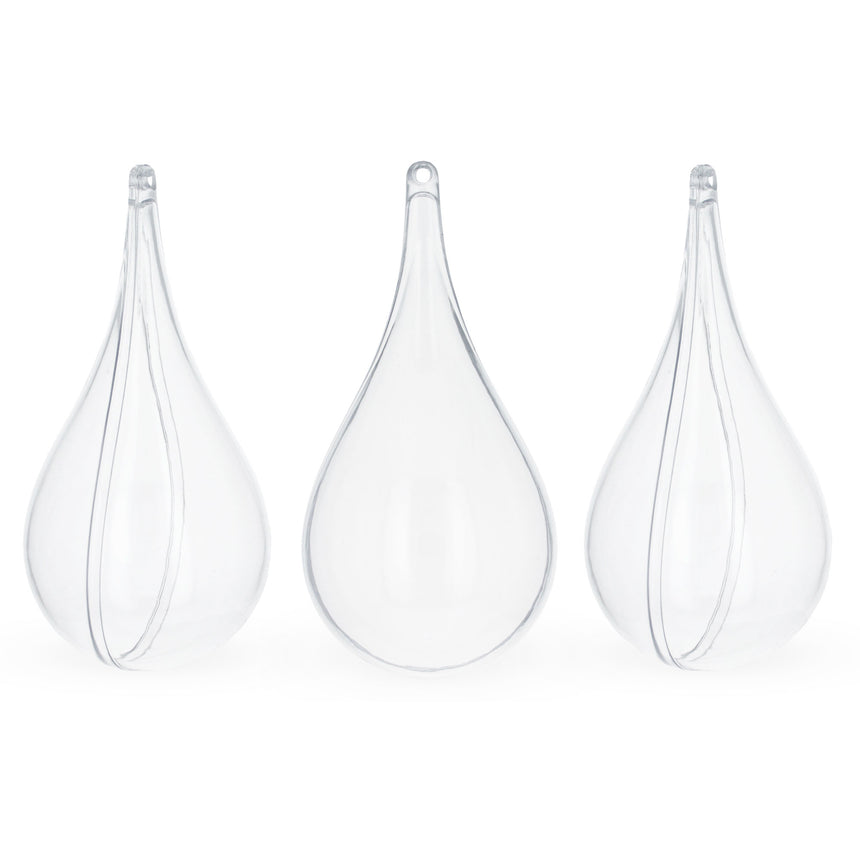 Plastic Set of 3 Clear Plastic Waterdrop Ornaments 4.3 Inches (109 mm) in Clear color