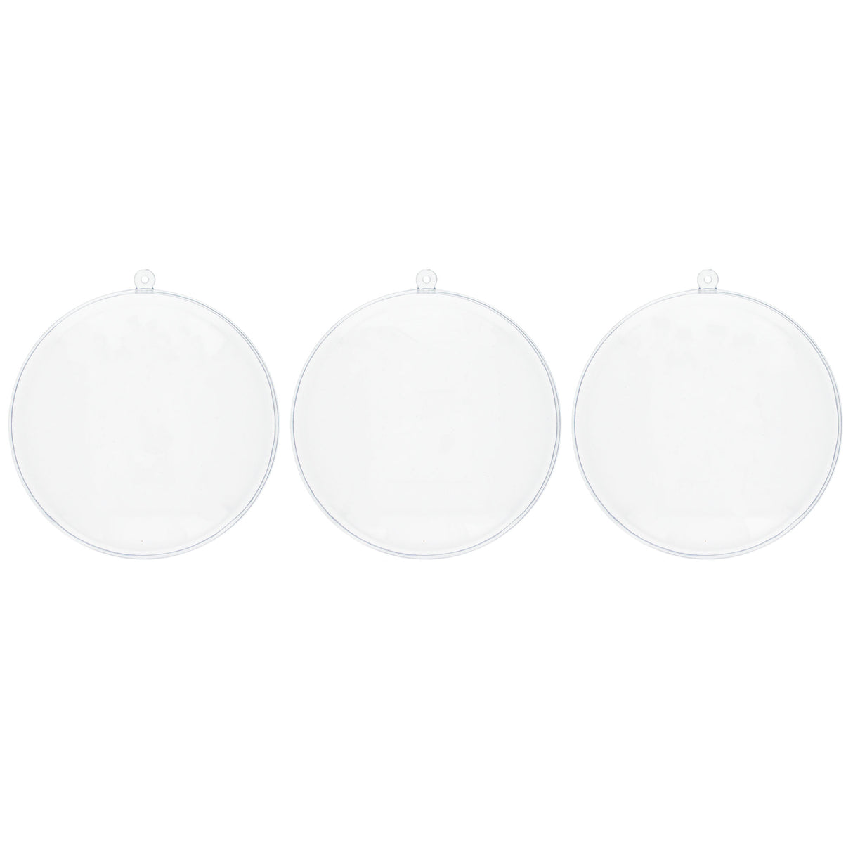 Plastic Set of 3 Clear Plastic Disc Ornaments 4.5 Inches (110 mm) in Clear color Disc