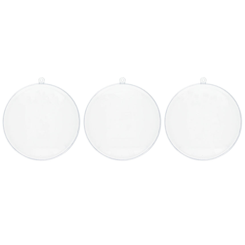 Plastic Set of 3 Clear Plastic Disc Ornaments 4.5 Inches (110 mm) in Clear color Disc