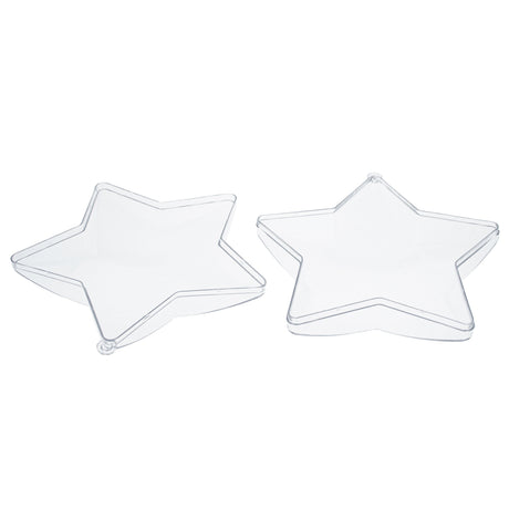 Set of 3 Clear Plastic Star Ornaments 3.25 Inches (83 mm) ,dimensions in inches: 3.25 x 3 x 1.45