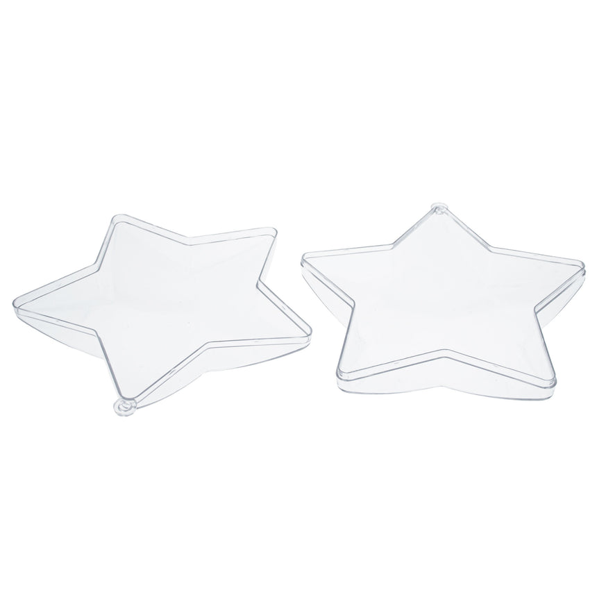 Set of 3 Clear Plastic Star Ornaments 3.25 Inches (83 mm) ,dimensions in inches: 3.25 x 3 x 1.45