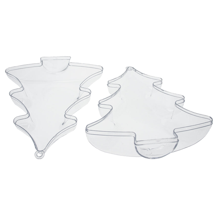 Set of 3 Clear Plastic Christmas Tree Ornaments 4.35 Inches (110.5 mm) ,dimensions in inches: 4.35 x 3.55 x 1.85