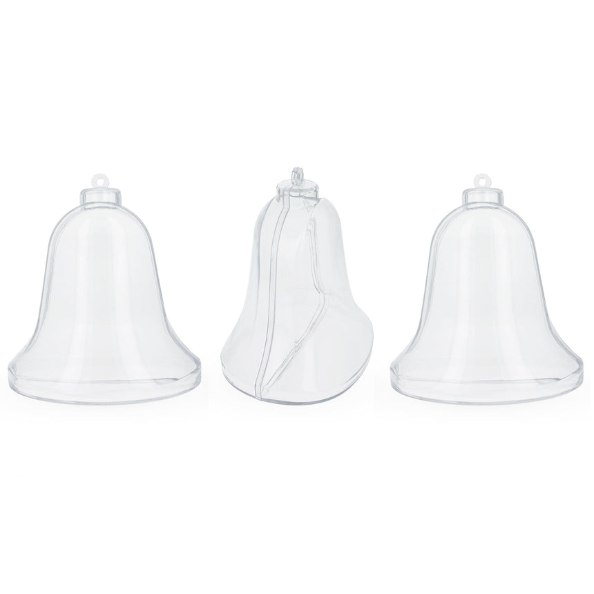 Plastic Set of 3 Clear Plastic Bell Ornaments 3.7 Inches (94 mm) in Clear color