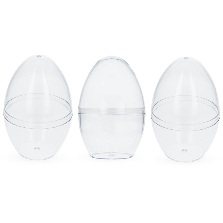 Plastic Set of 3 Clear Plastic Standing Egg Ornaments 3.05 Inches (78 mm) in Clear color Oval