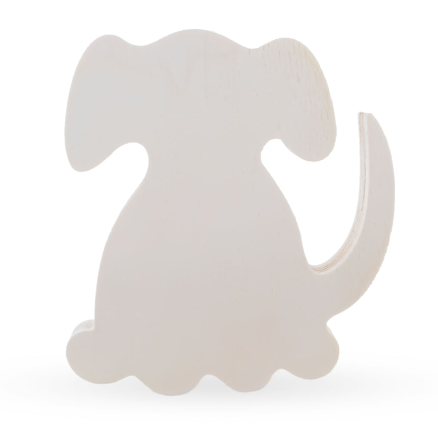 Wood Unfinished Wooden Dog Shape Cutout DIY Craft 5.5 Inches in Beige color