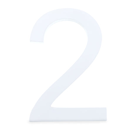 Wood Arial Font White Painted MDF Wood Number 2 (Two) 6 Inches in White color